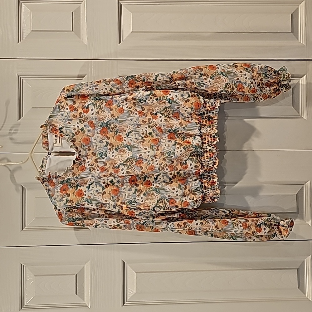 Peach love of California floral watercolor blouse